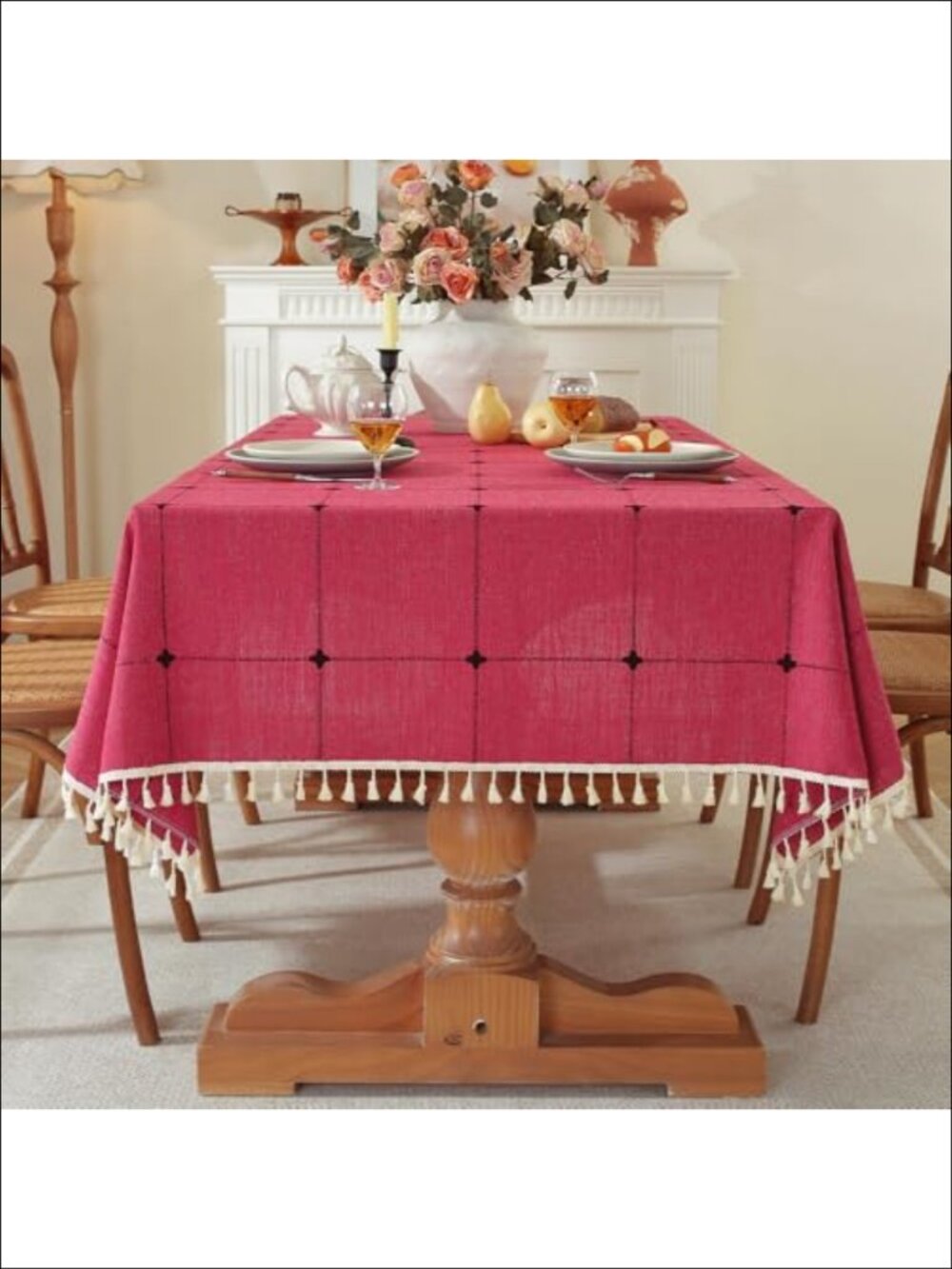 Cotton Linen Tablecloth Rectangle Waterproof Wrinkle Resistant Washable